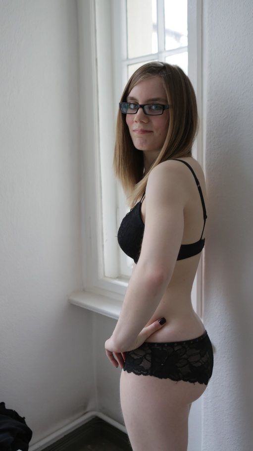 Wife topless wearing glasses