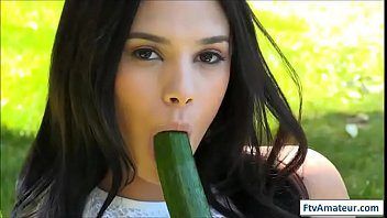 best of Girl clit her sticking hot between cucumber