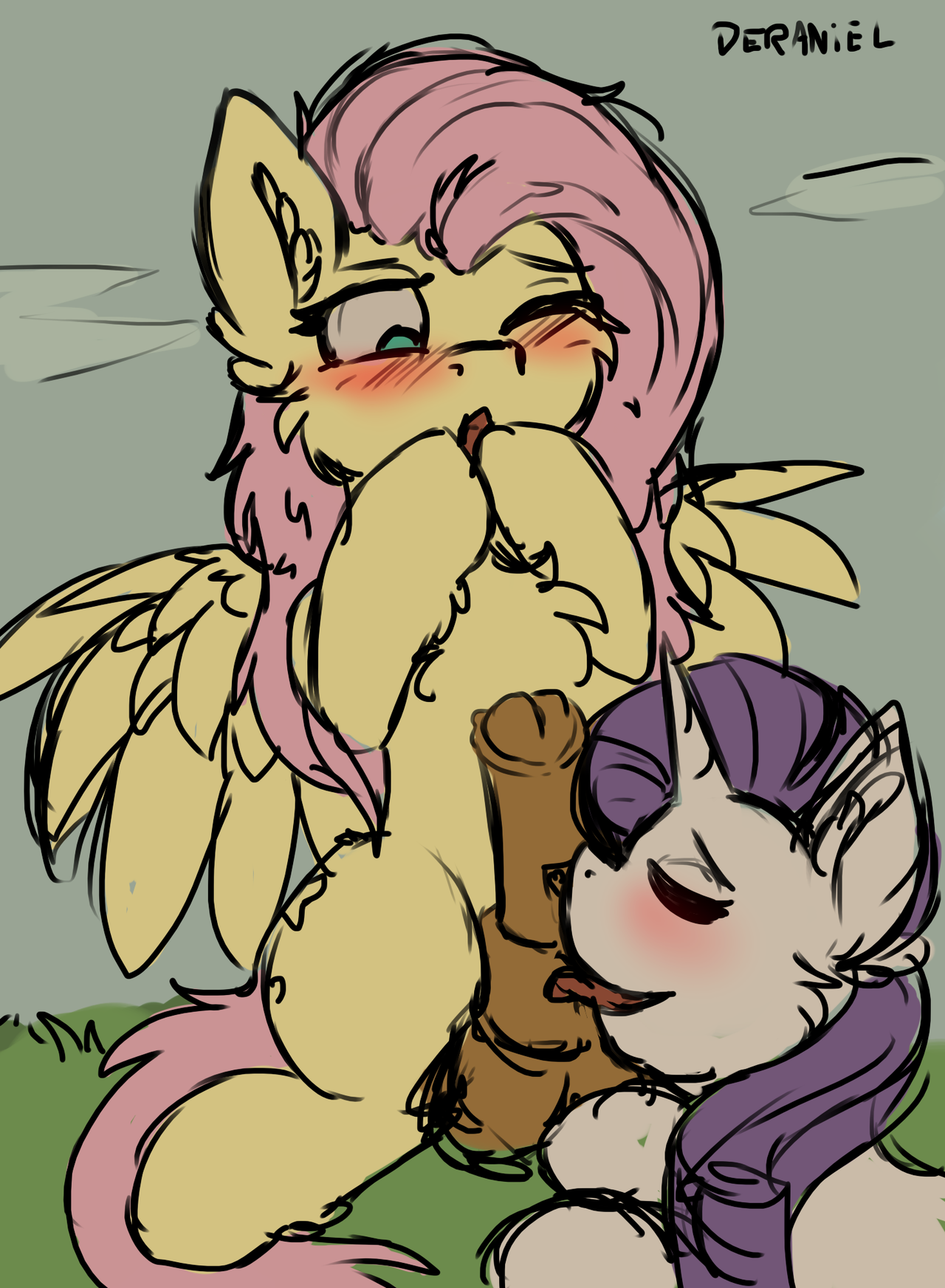 Twilight sparkle fluttershy play with horsecock