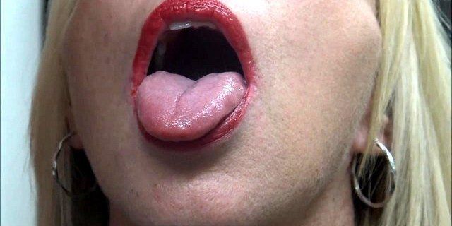 Close blowjob and cumshot tongue
