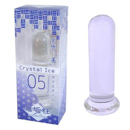 Glass dildo with vibe while